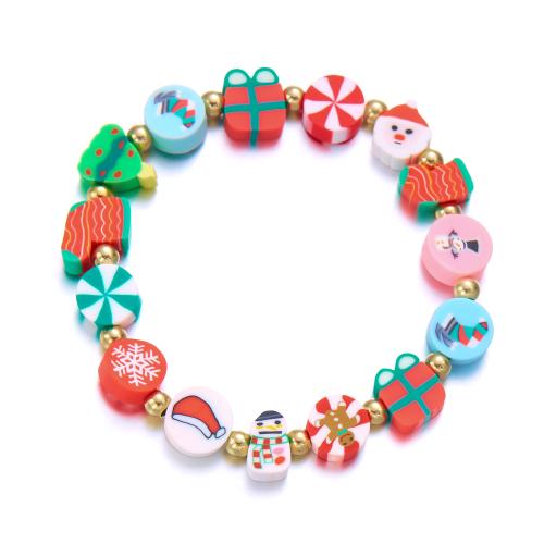 Polymer Clay Bracelets, handmade, Christmas Design & fashion jewelry & for woman, multi-colored Approx 18 cm 