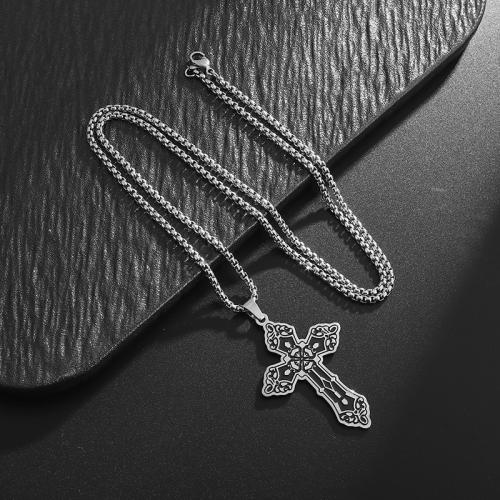 Stainless Steel Jewelry Necklace, 304 Stainless Steel, Cross, fashion jewelry & Unisex, original color Approx 60 cm 