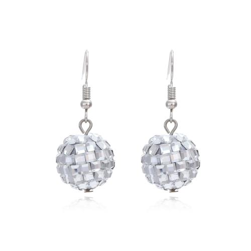 Resin Zinc Alloy Earring, with Resin Rhinestone, silver color plated, fashion jewelry & for woman [