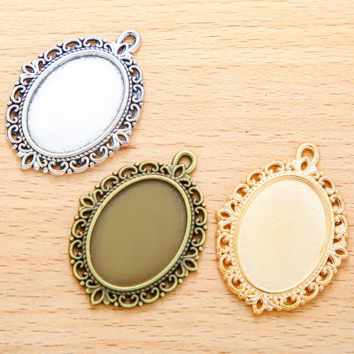 Zinc Alloy Pendant Cabochon Setting, plated, DIY 