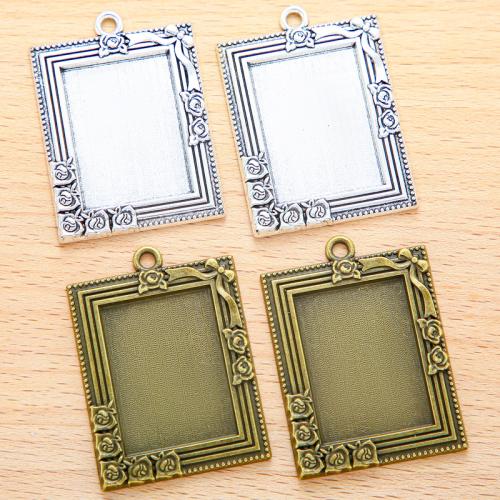 Zinc Alloy Pendant Cabochon Setting, Rectangle, plated, DIY [