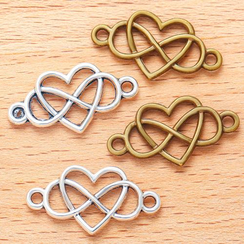 Zinc Alloy Charm Connector, Heart, plated, DIY & 1/1 loop [