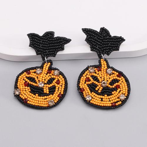 tissu Boucle d'oreille goutte, avec Seedbead, Halloween Design & styles différents pour le choix & pour femme & avec strass, plus de couleurs à choisir, Vendu par paire[