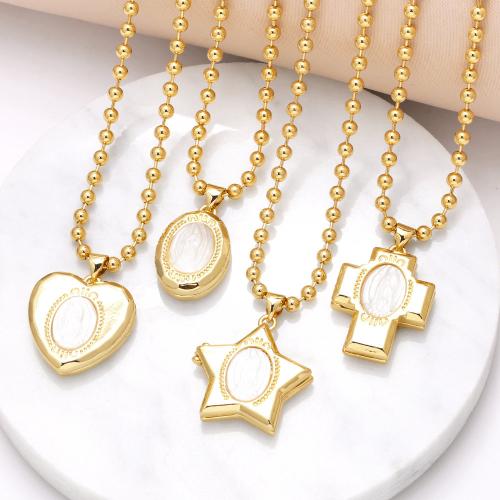 Brass Jewelry Necklace, with Shell, with 5cm extender chain, gold color plated, fashion jewelry golden cm [