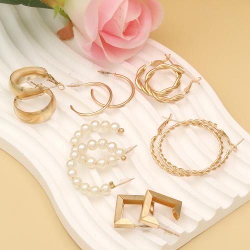 Plastic Pearl Zinc Alloy Earring, with Plastic Pearl, gold color plated, fashion jewelry, golden [