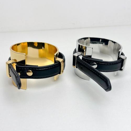 Fashion Zinc Alloy Bangle, with PU Leather, plated, fashion jewelry & Unisex wide：4cm Approx 18 cm [