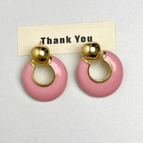 Enamel Zinc Alloy Stud Earring, plated, for woman & hollow 