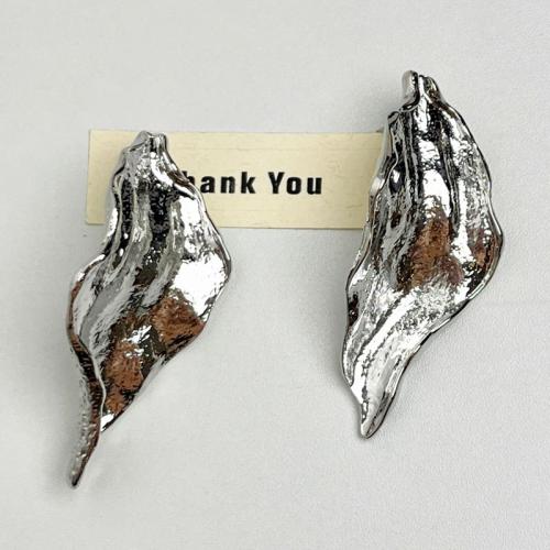 Zinc Alloy Stud Earring, Leaf, plated, fashion jewelry & for woman [