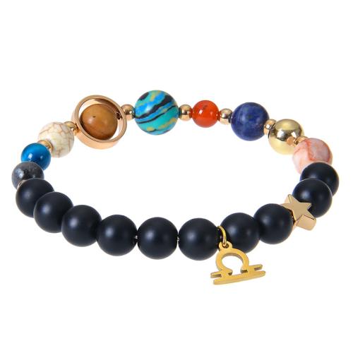 Bracelets en pierres précieuses, Acier inoxydable 304, avec Abrazine Stone & Pierre naturelle, fait à la main, styles différents pour le choix & pour femme, multicolore, Vendu par PC[