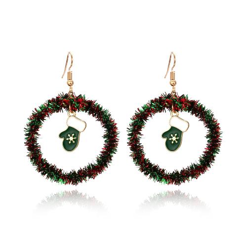 Boucles d'oreilles de Noël, alliage de zinc, Placage de couleur d'or, Conception de Noël & bijoux de mode & modèles différents pour le choix & pour femme & émail, plus de couleurs à choisir Vendu par paire[