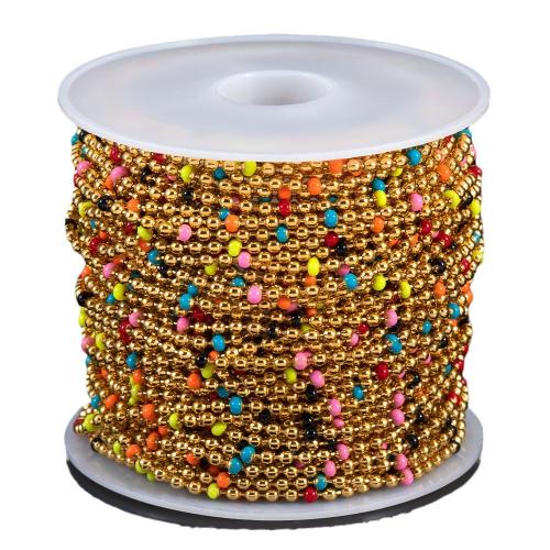 Stainless Steel Ball Chain, 304 Stainless Steel, Round, Vacuum Ion Plating, DIY & enamel, multi-colored, 1.5mm [