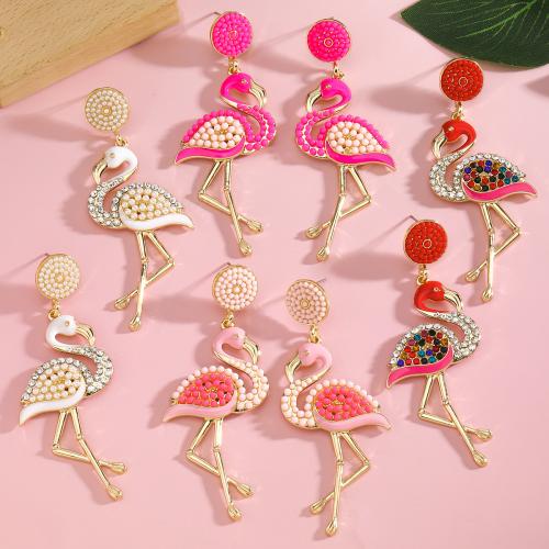 Enamel Zinc Alloy Drop Earring, Animal, gold color plated, for woman & with rhinestone 