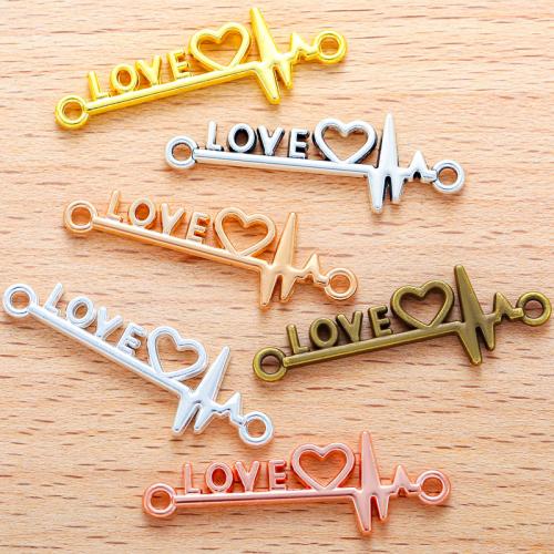 Zinc Alloy Charm Connector, Heart, plated, DIY & 1/1 loop [