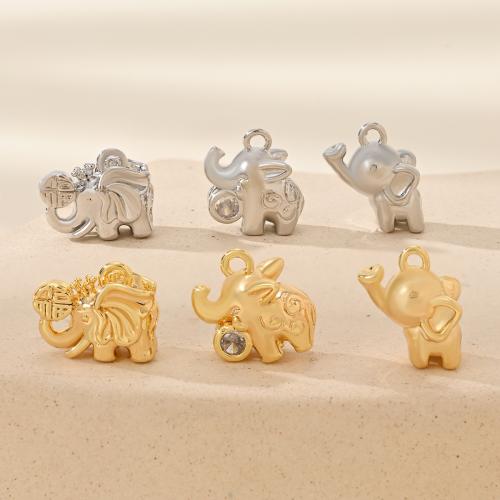 Animal Brass Pendants, Elephant, plated, DIY & micro pave cubic zirconia [