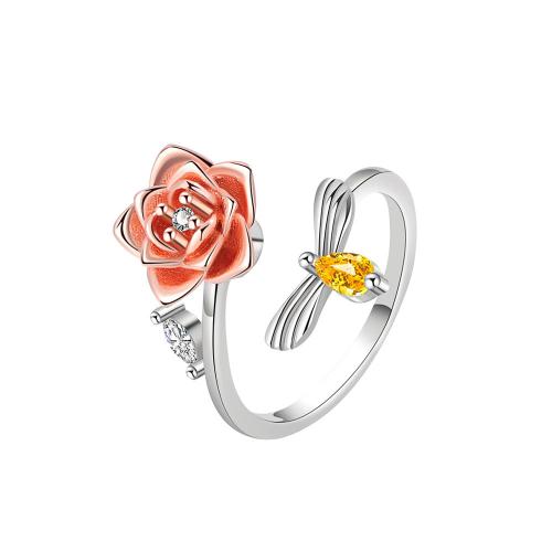 Anillo de dedo de cobre amarillo zirconia pavimenta Cubic, metal, chapado, micro arcilla de zirconia cúbica & para mujer, color de platina, Vendido por UD[