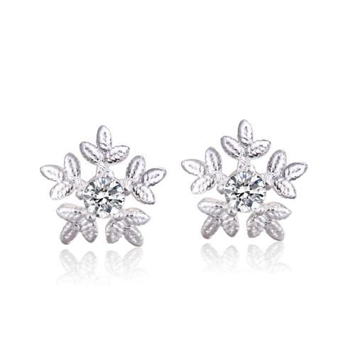 Boucles d'oreilles en laiton zircon cubique pavent, Placage, pavé de micro zircon & pour femme, couleur platine, 10mm, Vendu par paire[