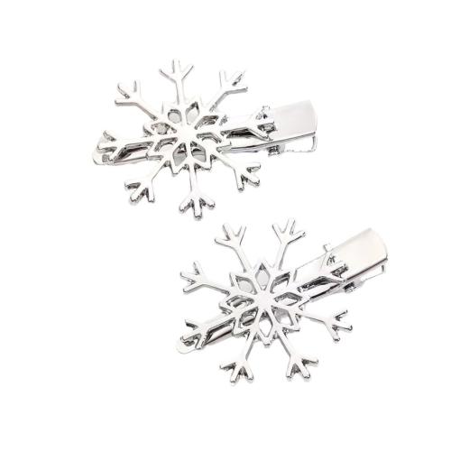 Clip para cabello de Navidad, aleación de zinc, 2 piezas & Diseño de Navidad & diferentes estilos para la opción & para mujer, plateado, 36mm, Vendido por Par