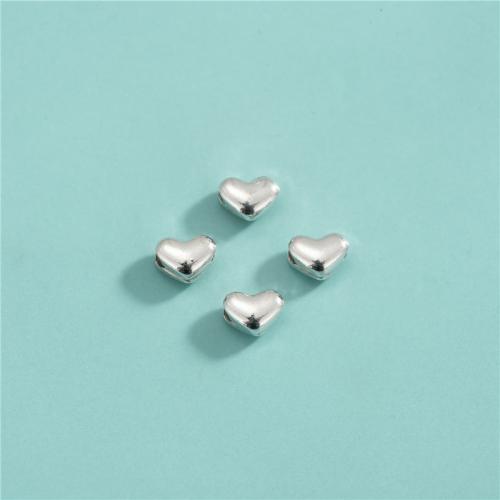 La Cuenta De Plata Esterina De Época, Plata de ley 925, Corazón, Bricolaje, 5x3.7mm, agujero:aproximado 0.8mm, Vendido por UD