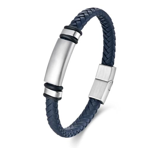 PU Leather Cord Bracelets, with 304 Stainless Steel, fashion jewelry & for man Approx 21 cm 