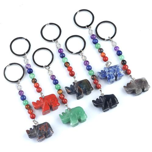 Iron Key Clasp, Natural Stone, with Iron, Rhinoceros, fashion jewelry 