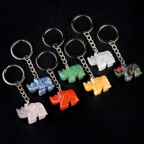 Iron Key Clasp, Natural Stone, with Iron, Rhinoceros, fashion jewelry [