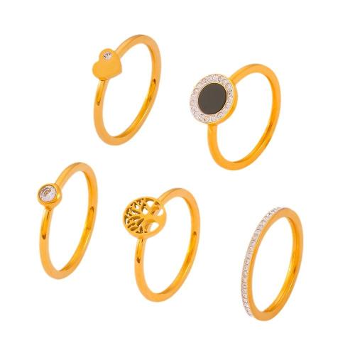 Acier titane bague, Plaqué d'or 18K, normes différentes pour le choix & styles différents pour le choix & pour femme & avec strass, Vendu par PC[