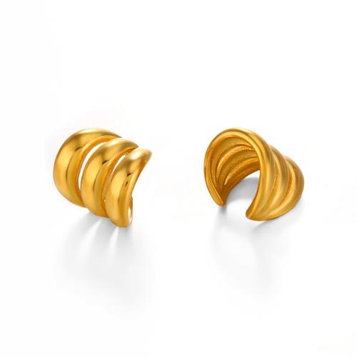 Stainless Steel Clip Earrings, 304 Stainless Steel, Vacuum Ion Plating, fashion jewelry & for woman, golden [