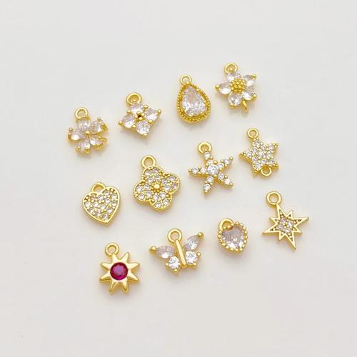 Colgante de Micro Pavé de Zirconía Cúbica, metal, chapado, Bricolaje & diferentes estilos para la opción & micro arcilla de zirconia cúbica, dorado, Vendido por UD