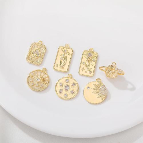 Colgante de Micro Pavé de Zirconía Cúbica, metal, chapado, Bricolaje & diferentes estilos para la opción & micro arcilla de zirconia cúbica, dorado, Vendido por UD