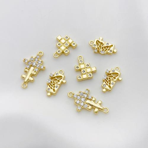 Colgante de Micro Pavé de Zirconía Cúbica, metal, chapado, Bricolaje & diferentes estilos para la opción & micro arcilla de zirconia cúbica, dorado, Vendido por UD