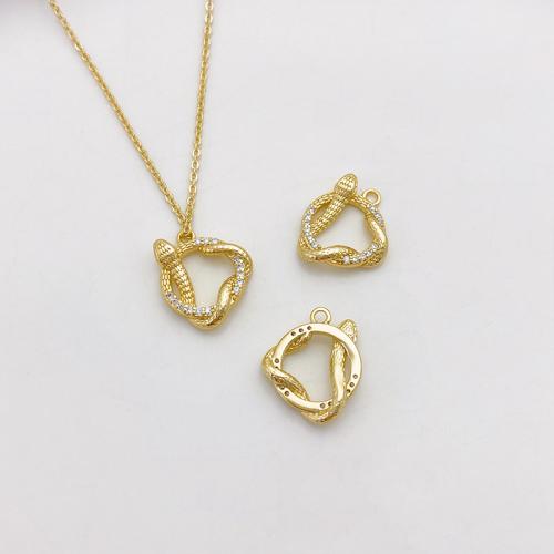 Colgante de Micro Pavé de Zirconía Cúbica, metal, chapado, Bricolaje & diferentes estilos para la opción & micro arcilla de zirconia cúbica, dorado, Vendido por UD