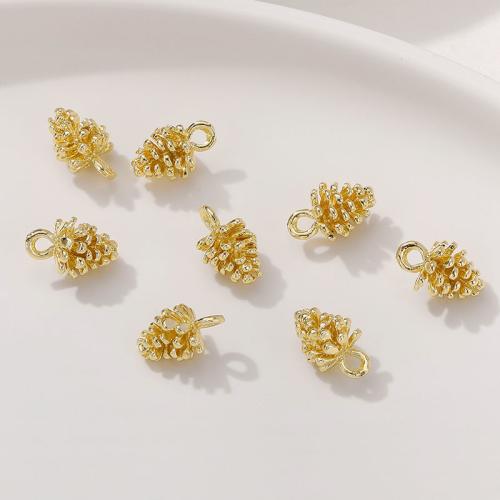 Colgantes de la joyería de cobre amarillo, metal, piña, chapado, Bricolaje, dorado, 7.5x12mm, Vendido por UD