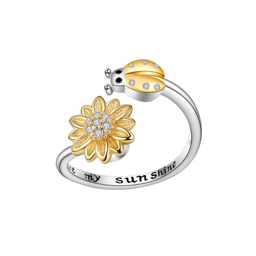 Anillo de dedo de cobre amarillo zirconia pavimenta Cubic, metal, chapado, micro arcilla de zirconia cúbica & para mujer, color de platina, Vendido por UD