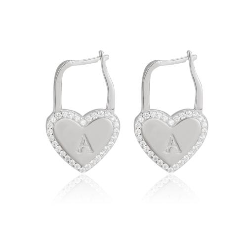 Silver Earring Zircon pavent Sterling, Argent sterling 925, bijoux de mode & pavé de micro zircon & pour femme, 22mm, Vendu par paire