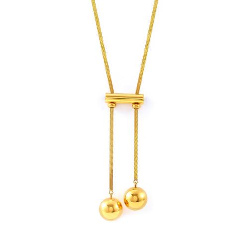 Titanium Steel Jewelry Necklace, with 5cm extender chain, 18K gold plated, fashion jewelry & for woman, golden Approx 95 cm [