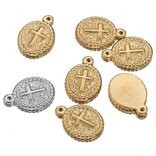 Edelstahl Kreuz Anhänger, 304 Edelstahl, Vakuum-Ionen-Beschichtung, DIY, keine, 13x18mm, Bohrung:ca. 1.5mm, ca. 100PCs/Tasche, verkauft von Tasche[