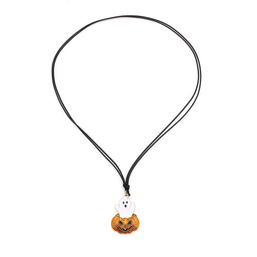 collar de Halloween, Cordón de cera, con aleación de zinc, Árbol de Navidad, chapado en color dorado, Ajustable & Joyería de Halloween & para mujer & esmalte, longitud:aproximado 130 cm, Vendido por UD