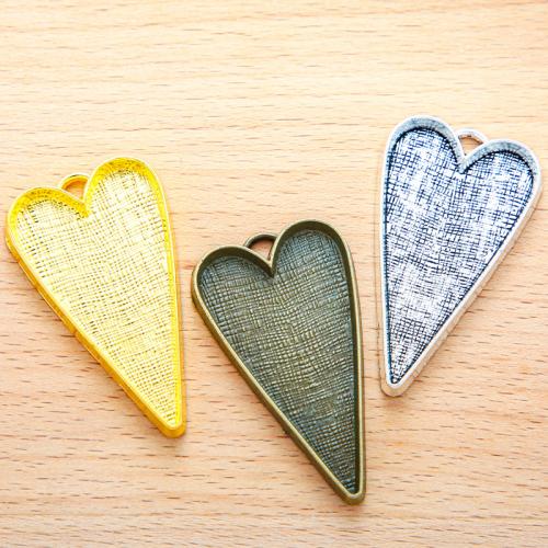 Zinc Alloy Pendant Cabochon Setting, Heart, plated, DIY 