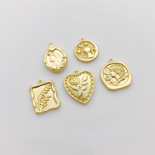 Colgante de Micro Pavé de Zirconía Cúbica, metal, chapado, Bricolaje & diferentes estilos para la opción & micro arcilla de zirconia cúbica, dorado, Vendido por UD