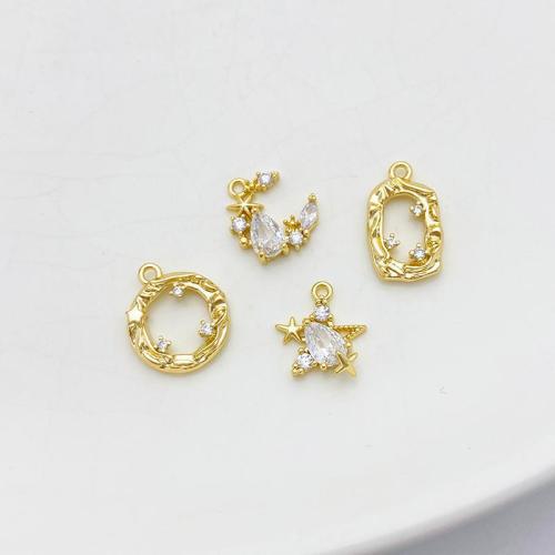 Colgante de Micro Pavé de Zirconía Cúbica, metal, chapado, Bricolaje & diferentes estilos para la opción & micro arcilla de zirconia cúbica, dorado, Vendido por UD