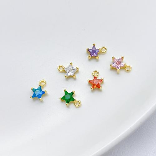 Colgante de Micro Pavé de Zirconía Cúbica, metal, Estrella, chapado, Bricolaje & micro arcilla de zirconia cúbica, más colores para la opción, 6x8mm, Vendido por UD