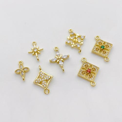 Colgante de Micro Pavé de Zirconía Cúbica, metal, chapado, Bricolaje & diferentes estilos para la opción & micro arcilla de zirconia cúbica, dorado, Vendido por UD