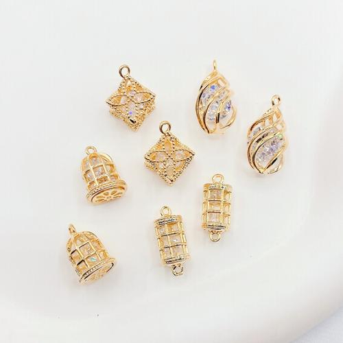 Colgante de Micro Pavé de Zirconía Cúbica, metal, chapado, Bricolaje & diferentes estilos para la opción & micro arcilla de zirconia cúbica, dorado, Vendido por UD