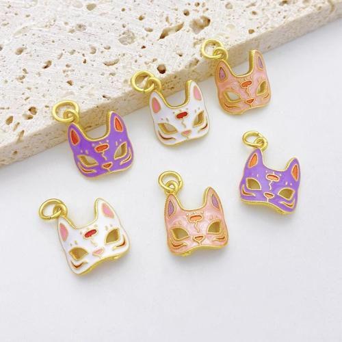 Enamel Brass Pendants, Mask, plated, DIY [