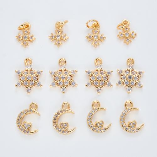 Colgante de Micro Pavé de Zirconía Cúbica, metal, chapado, Bricolaje & diferentes estilos para la opción & micro arcilla de zirconia cúbica, dorado, Vendido por UD