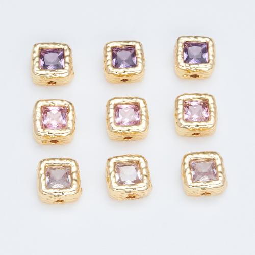 Entretoise de perles en laiton, Placage, DIY & pavé de micro zircon, plus de couleurs à choisir, 7.5mm, Vendu par PC