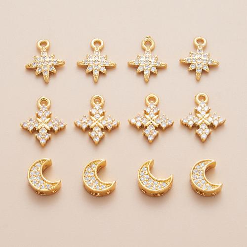 Colgante de Micro Pavé de Zirconía Cúbica, metal, chapado, Bricolaje & diferentes estilos para la opción & micro arcilla de zirconia cúbica, dorado, Vendido por UD