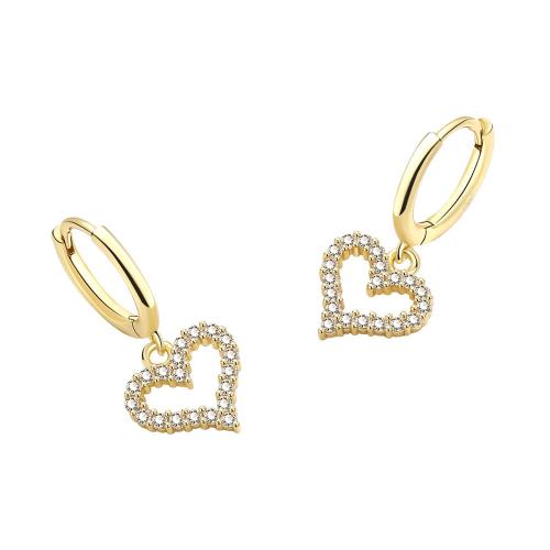 Cubic Zirconia Pendiente Brass Micro Pave, metal, chapado, micro arcilla de zirconia cúbica & para mujer, más colores para la opción, 10.8x23.5mm, Vendido por Par