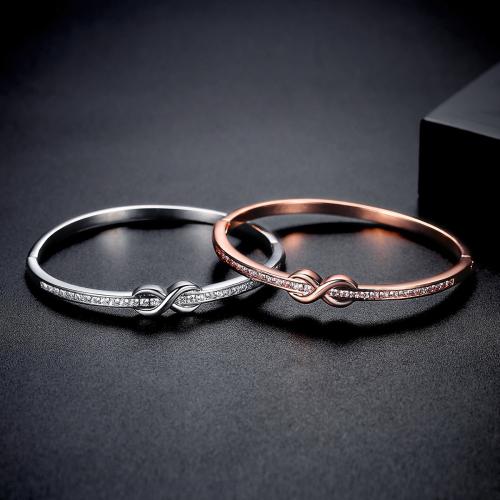 metal Brazalete, Infinito, chapado, micro arcilla de zirconia cúbica & para mujer, más colores para la opción, Vendido por UD