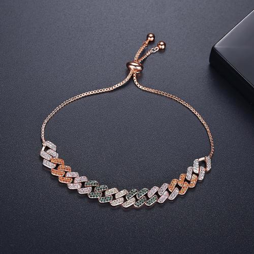 metal Pulsera, Patrón Geométrico, chapado, micro arcilla de zirconia cúbica & para mujer, más colores para la opción, longitud:aproximado 10.2 Inch, Vendido por UD